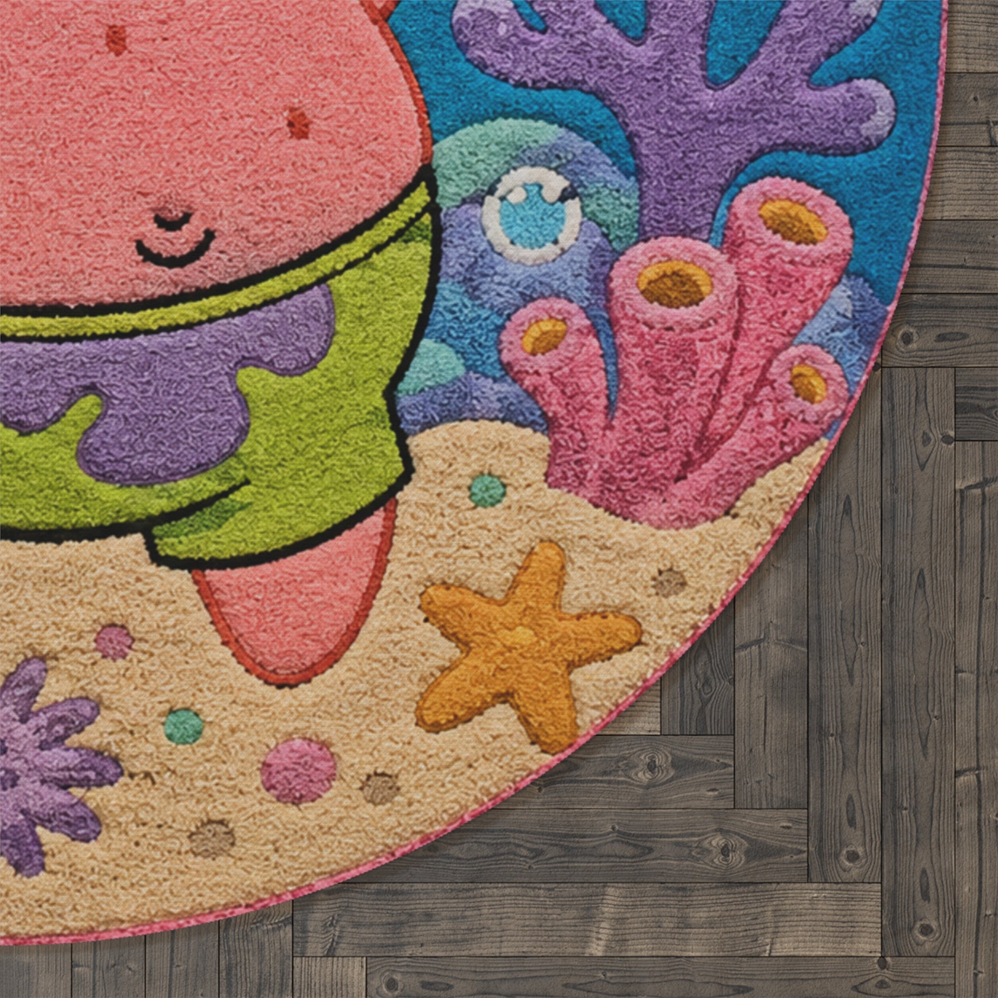 Patrick Star Round Rug — Kids SpongeBob Ocean Floor Area Rug