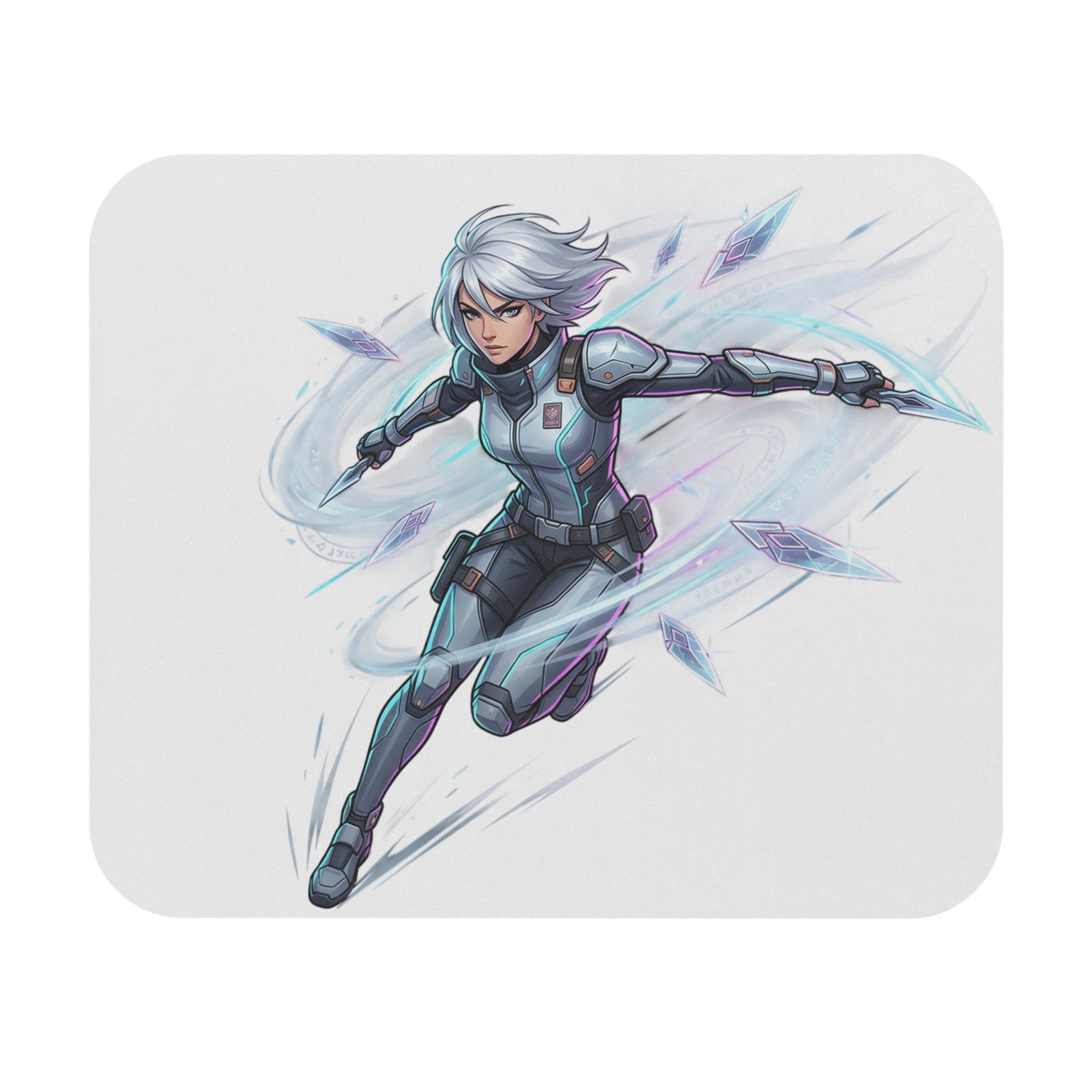 Iceblade Warrior Mouse Pad | Anime Sci-Fi Character Desk Mat