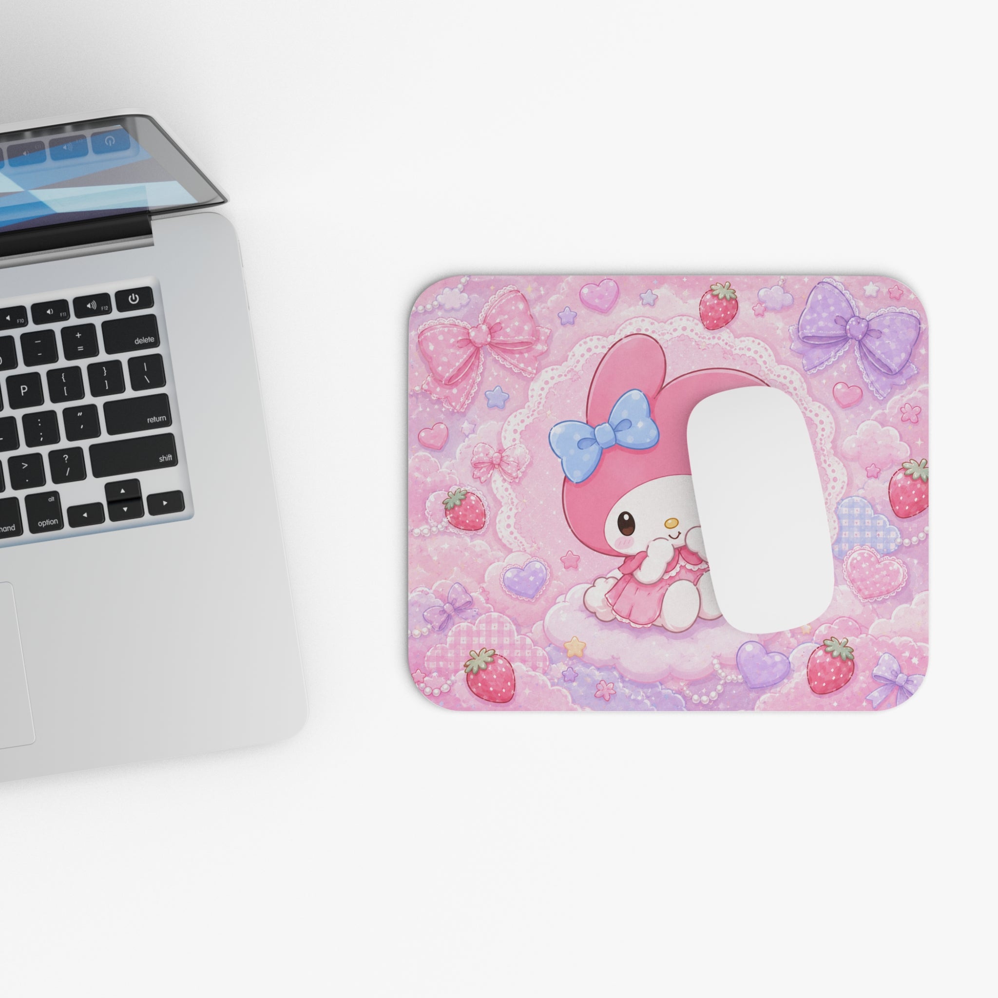 Cute Pink Kawaii Bunny Mouse Pad — My Melody Style Desk Mat
