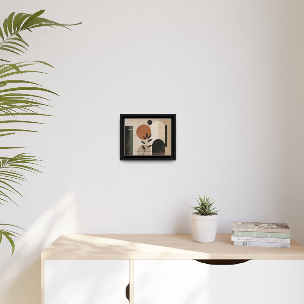 Abstract Geometric Plant Art Matte Canvas Framed | Mid Century Modern Wall Art