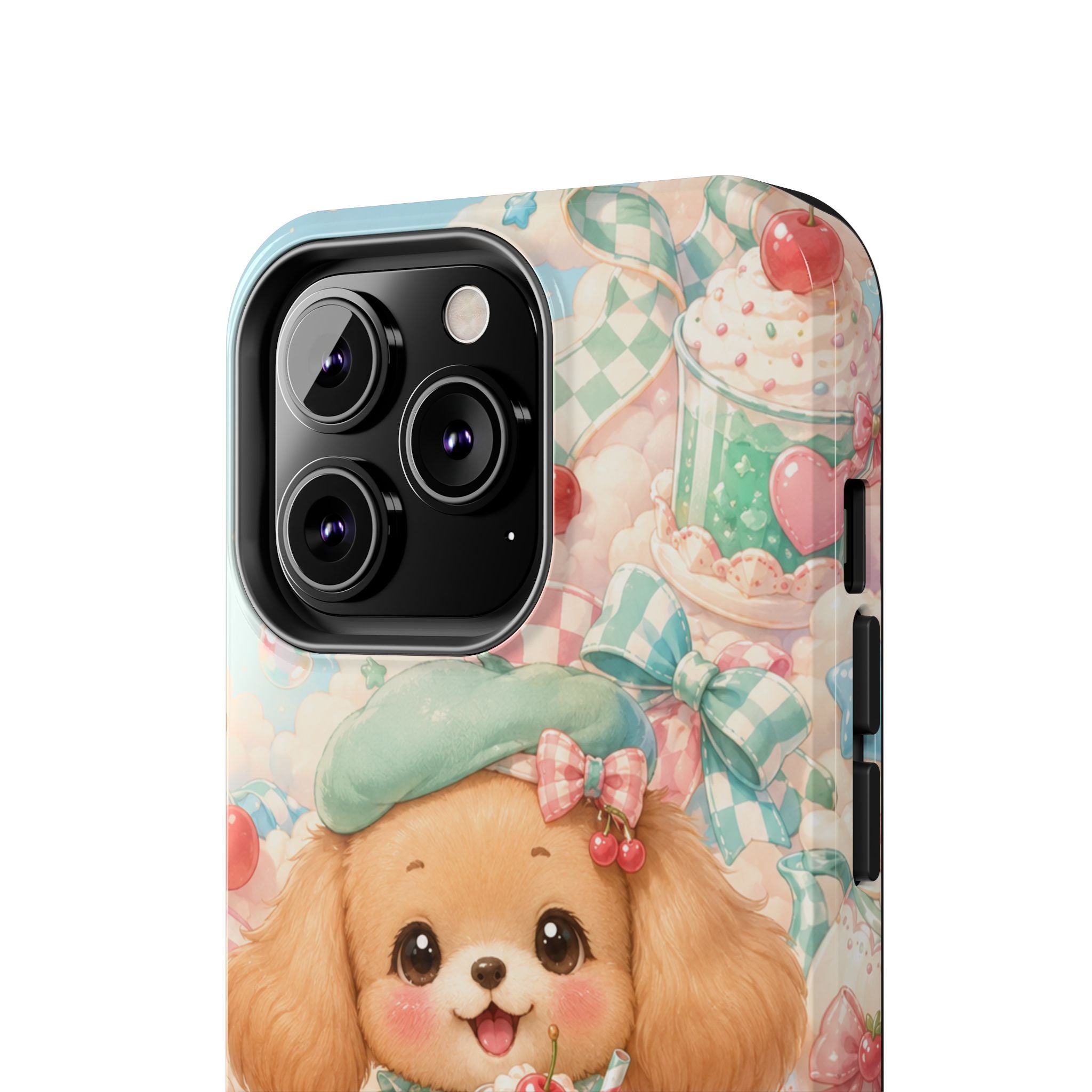 Cute Puppy Phone Case — Kawaii Dog with Milkshake Tough Protective Cover