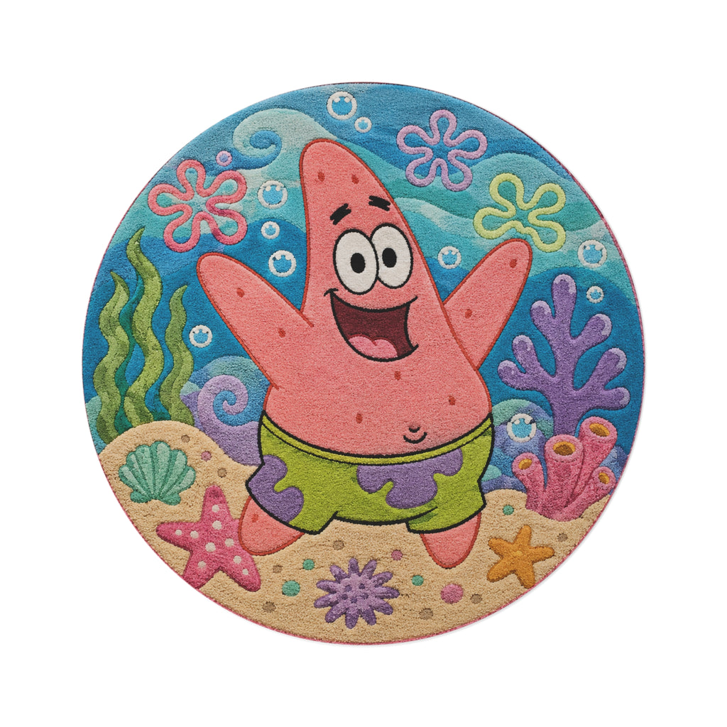 Patrick Star Round Rug — Kids SpongeBob Ocean Floor Area Rug
