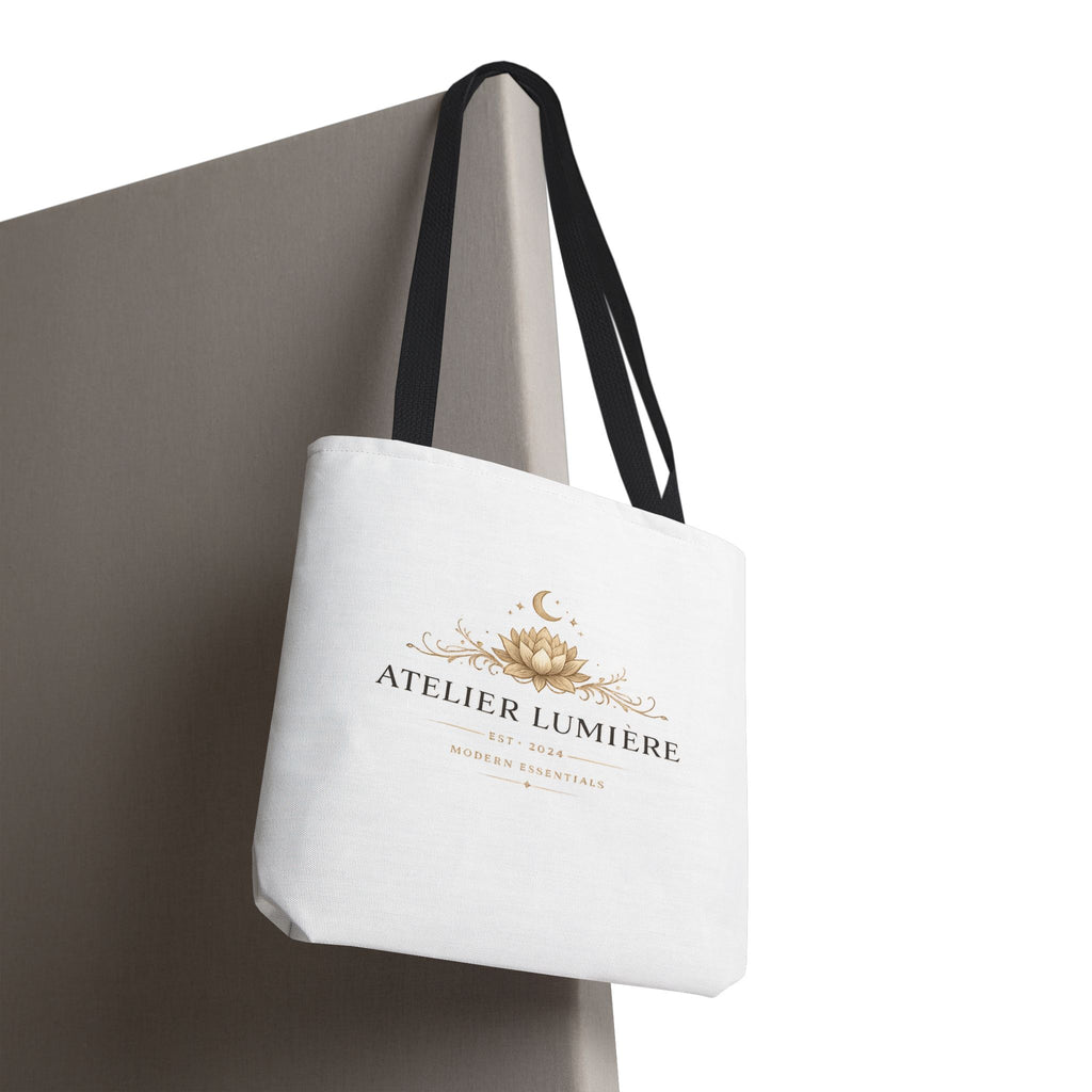 Atelier Lumière lotus logo Tote Bag | boho celestial moon design