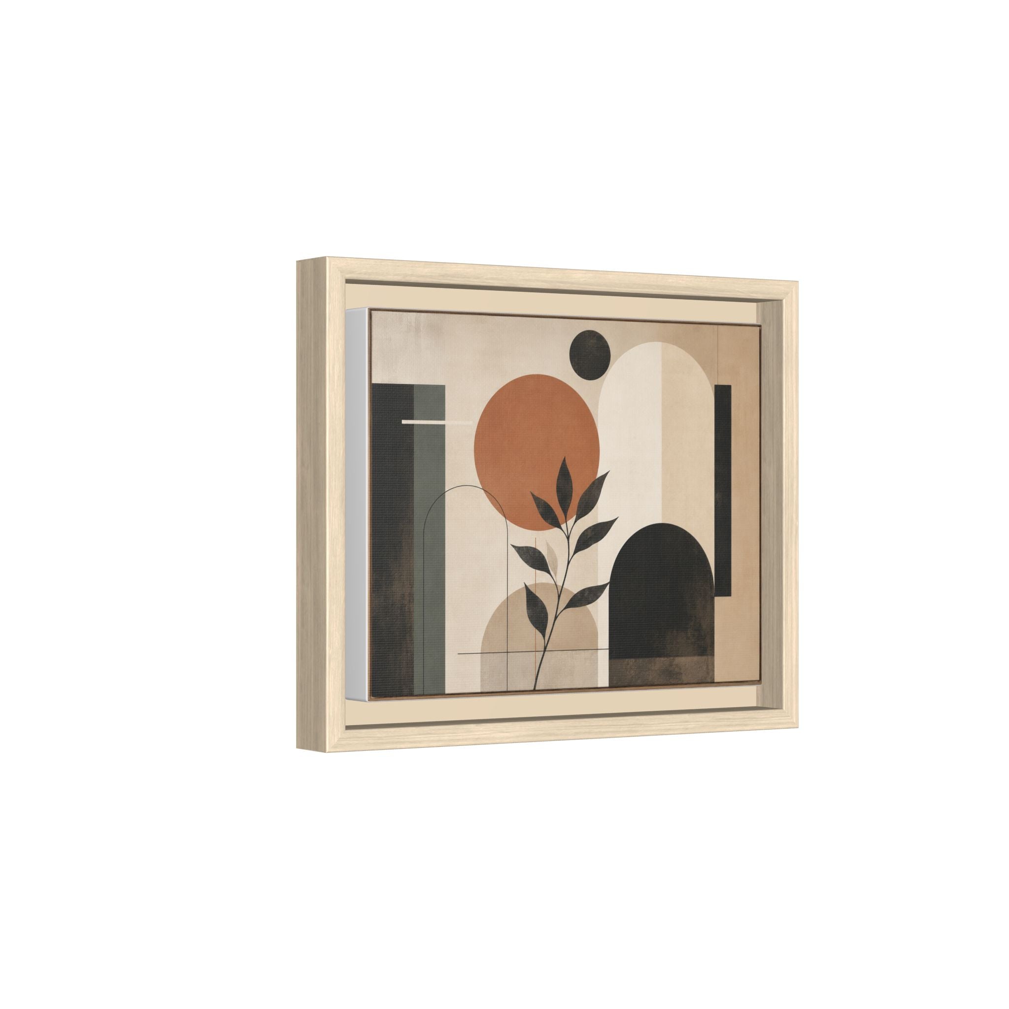 Abstract Geometric Plant Art Matte Canvas Framed | Mid Century Modern Wall Art