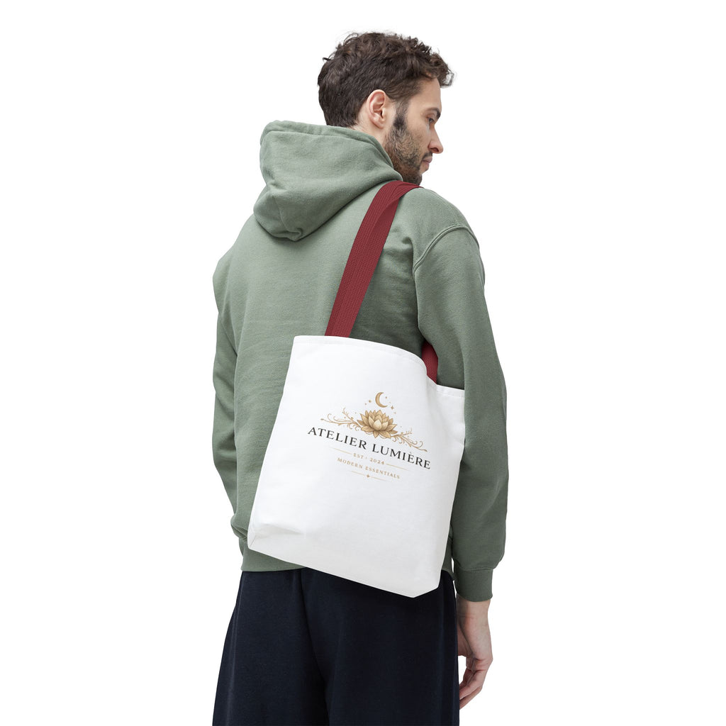 Atelier Lumière lotus logo Tote Bag | boho celestial moon design