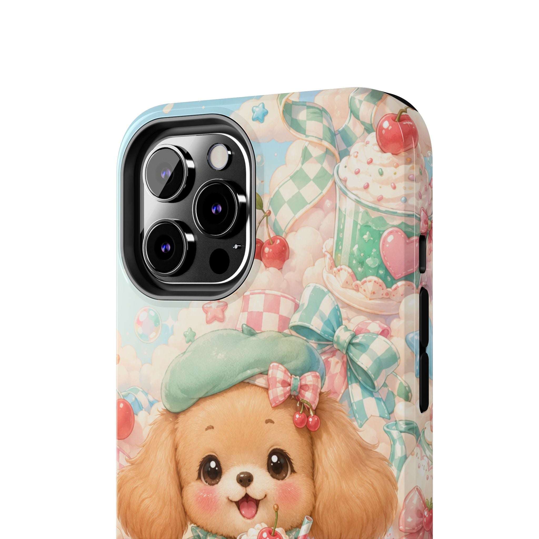 Cute Puppy Phone Case — Kawaii Dog with Milkshake Tough Protective Cover
