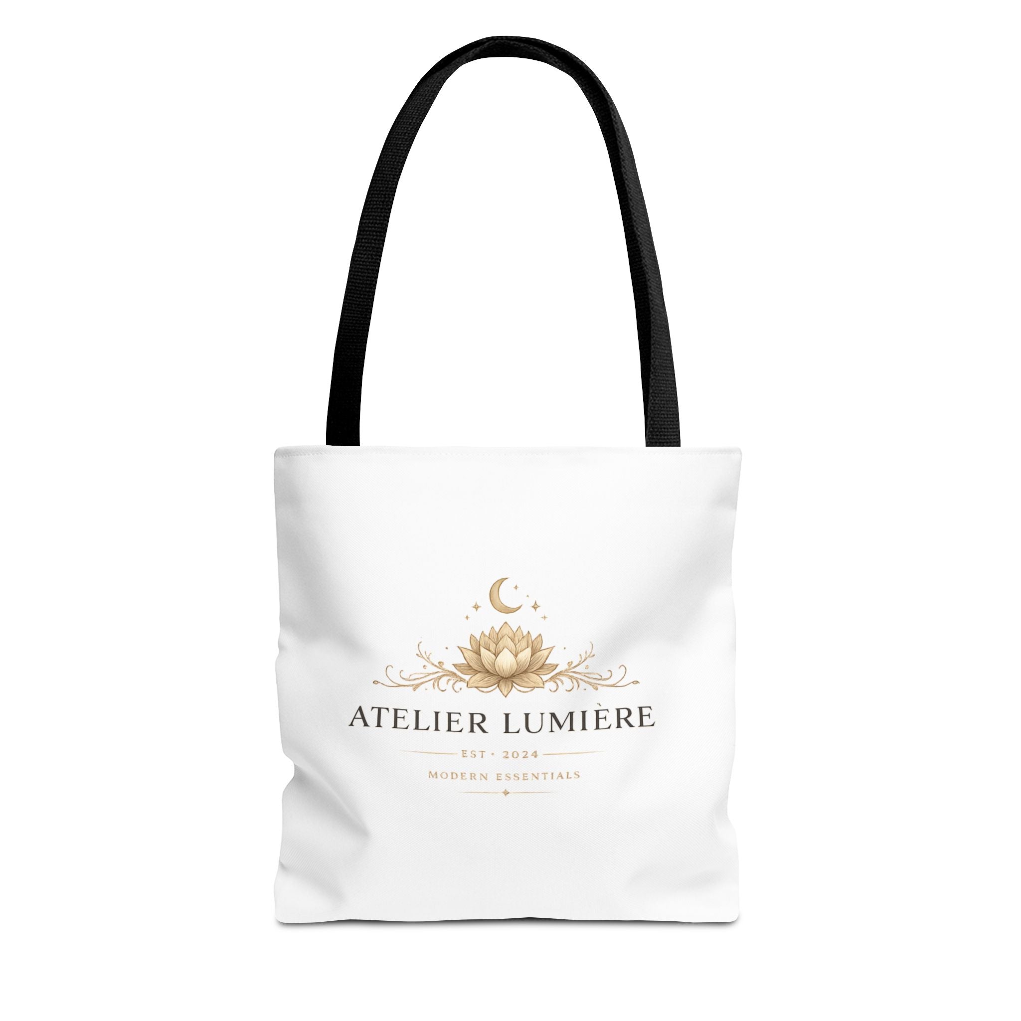 Atelier Lumière lotus logo Tote Bag | boho celestial moon design