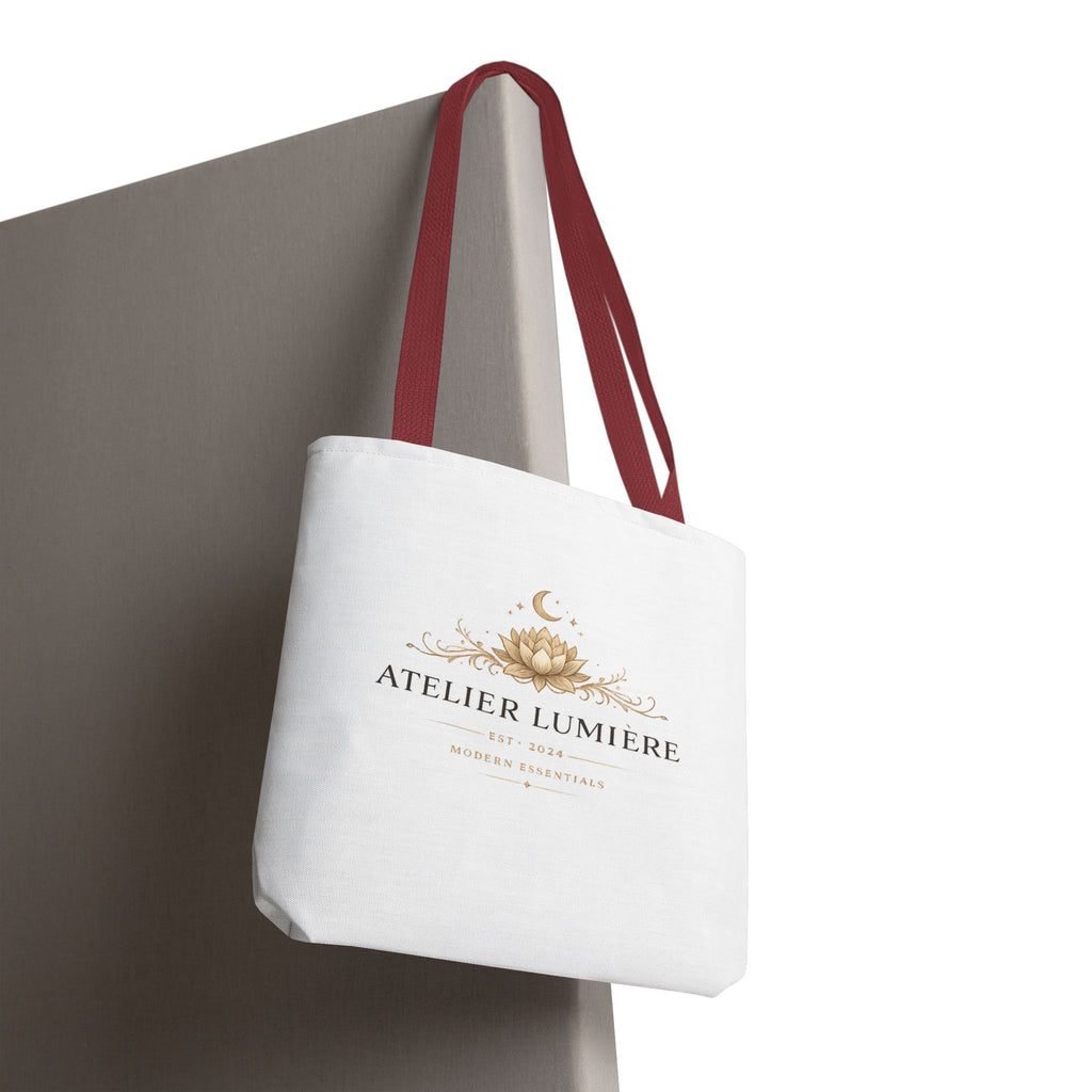 Atelier Lumière lotus logo Tote Bag | boho celestial moon design