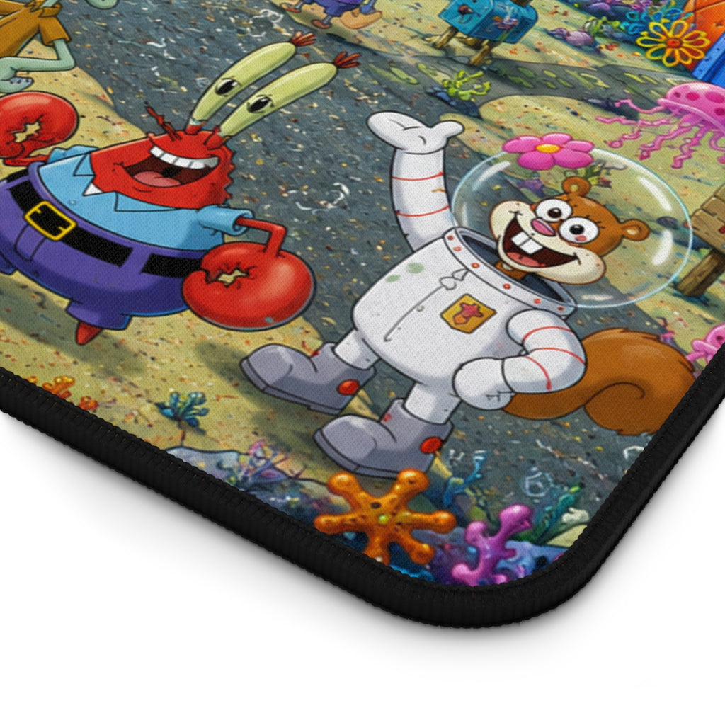 Underwater Cartoon Characters Desk Mat | Animated Bikini Bottom Scene