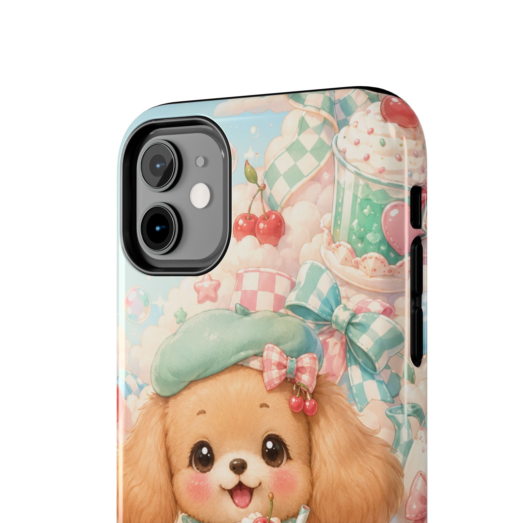 Cute Puppy Phone Case — Kawaii Dog with Milkshake Tough Protective Cover
