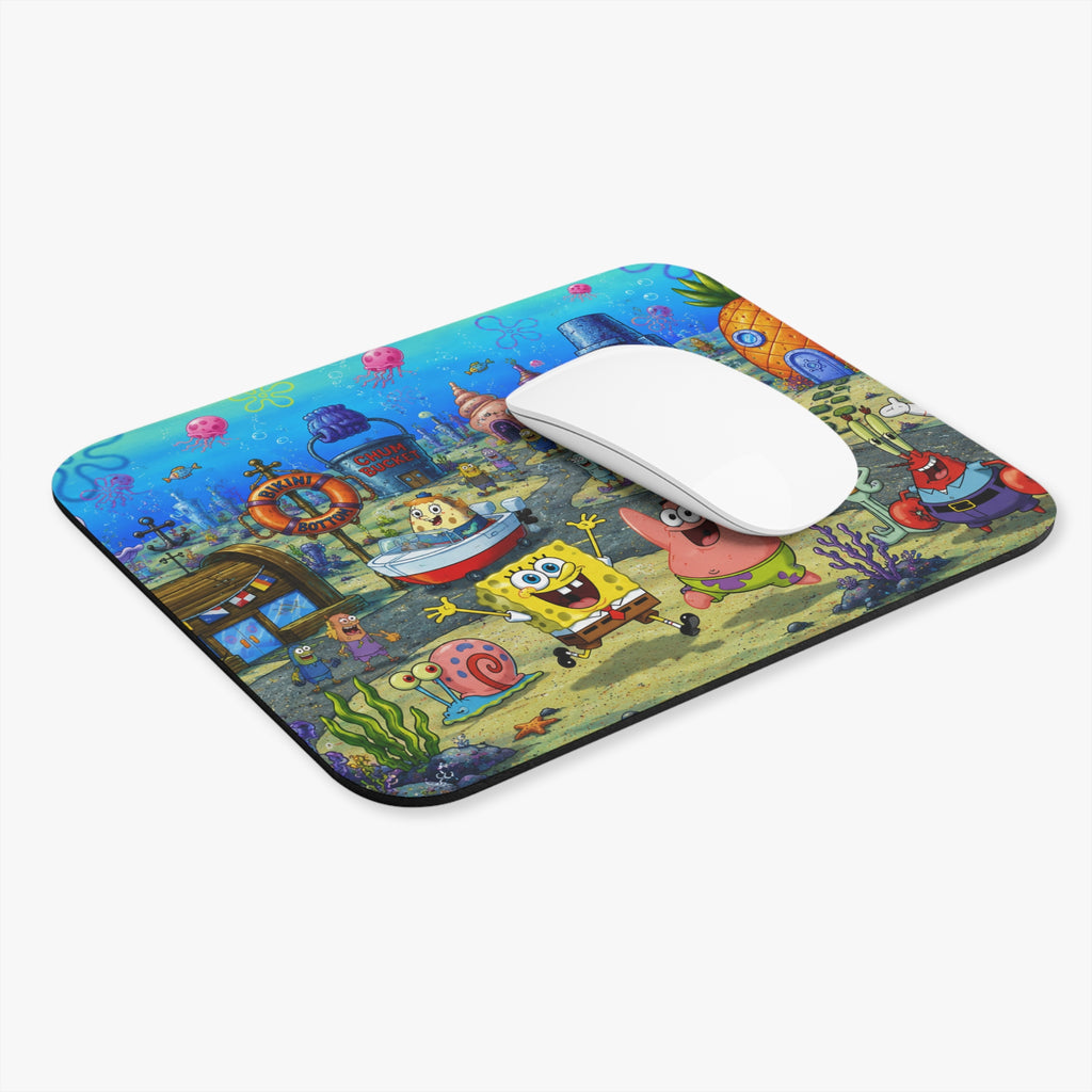 Bikini Bottom Cartoon Scene Mouse Pad | Underwater Sponge City Desk Mat
