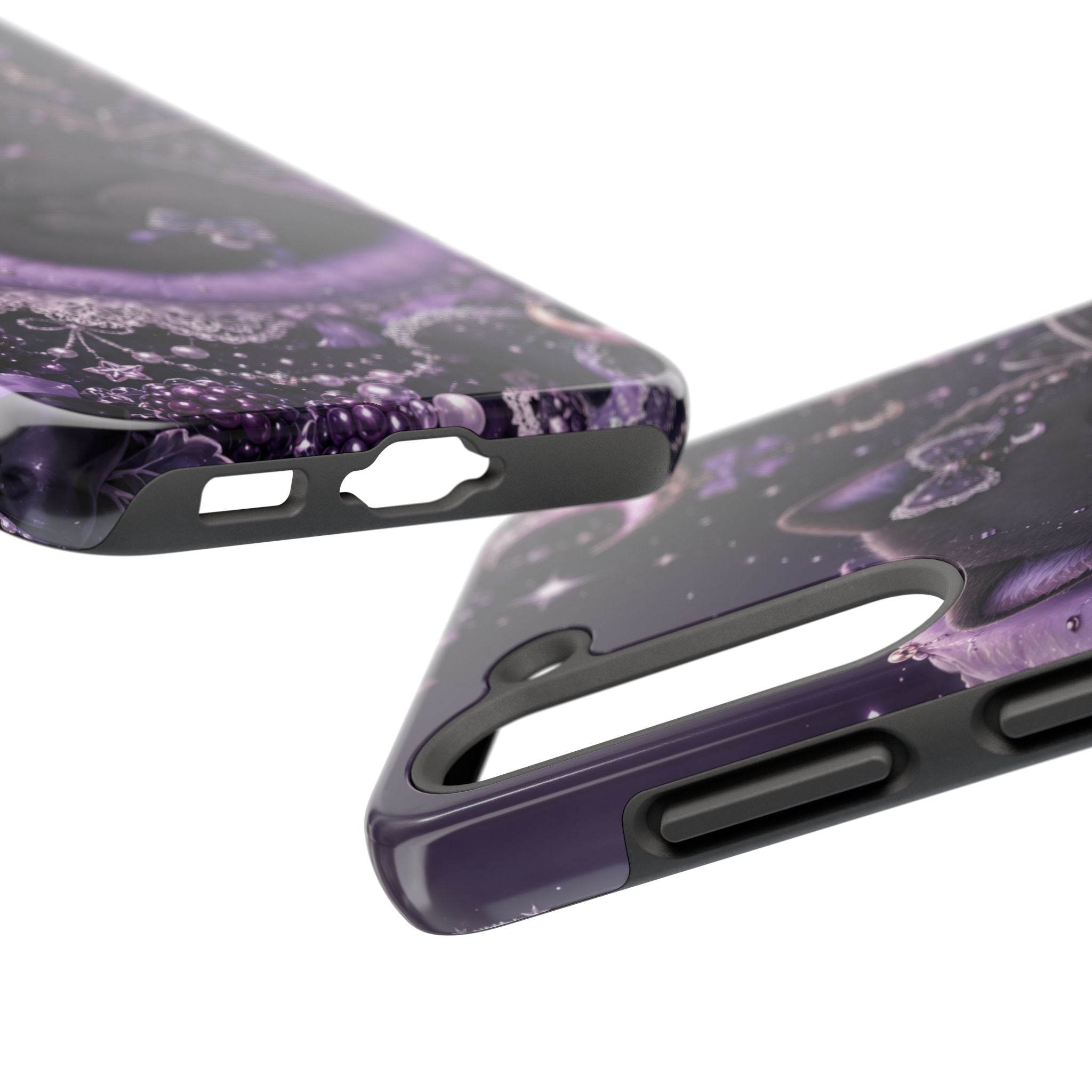 Cute Black Kitty Moon Tough Phone Case — Purple Fantasy Cat Protective Cover