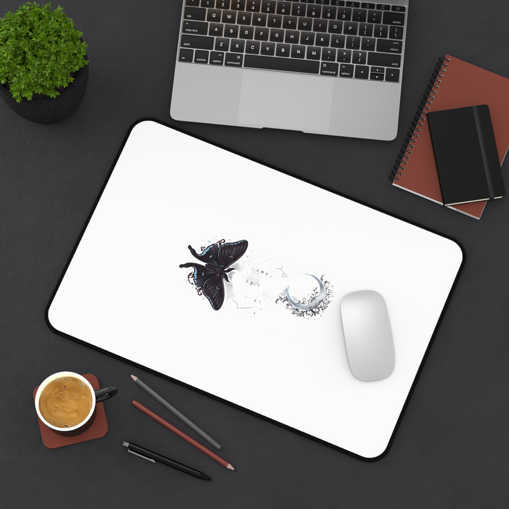 Moth and Moon Desk Mat | Celestial Insect Illustration