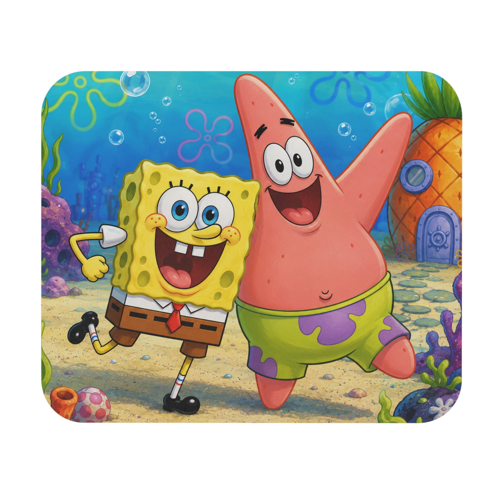 Cartoon Sponge & Star Friends Mouse Pad | Rectangular Desk Mat