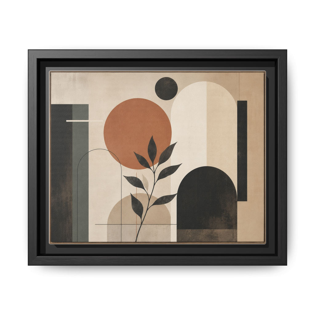 Abstract Geometric Plant Art Matte Canvas Framed | Mid Century Modern Wall Art