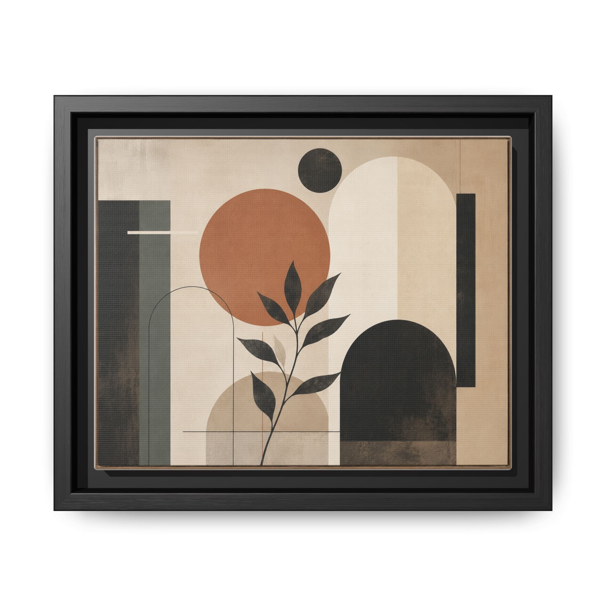 Abstract Geometric Plant Art Matte Canvas Framed | Mid Century Modern Wall Art