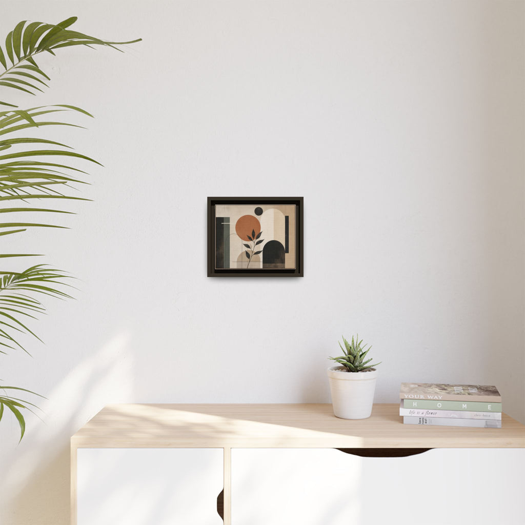 Abstract Geometric Plant Art Matte Canvas Framed | Mid Century Modern Wall Art