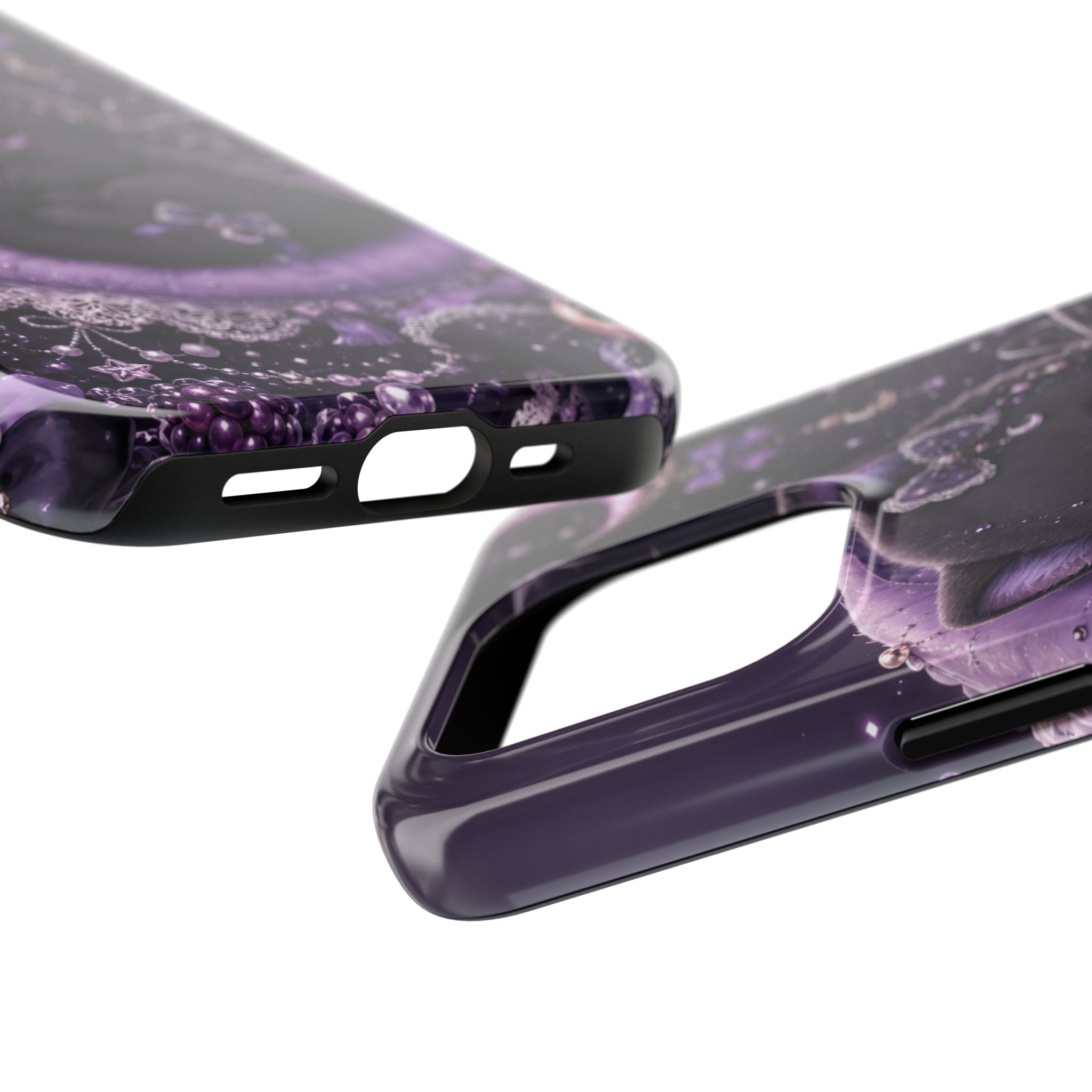 Cute Black Kitty Moon Tough Phone Case — Purple Fantasy Cat Protective Cover
