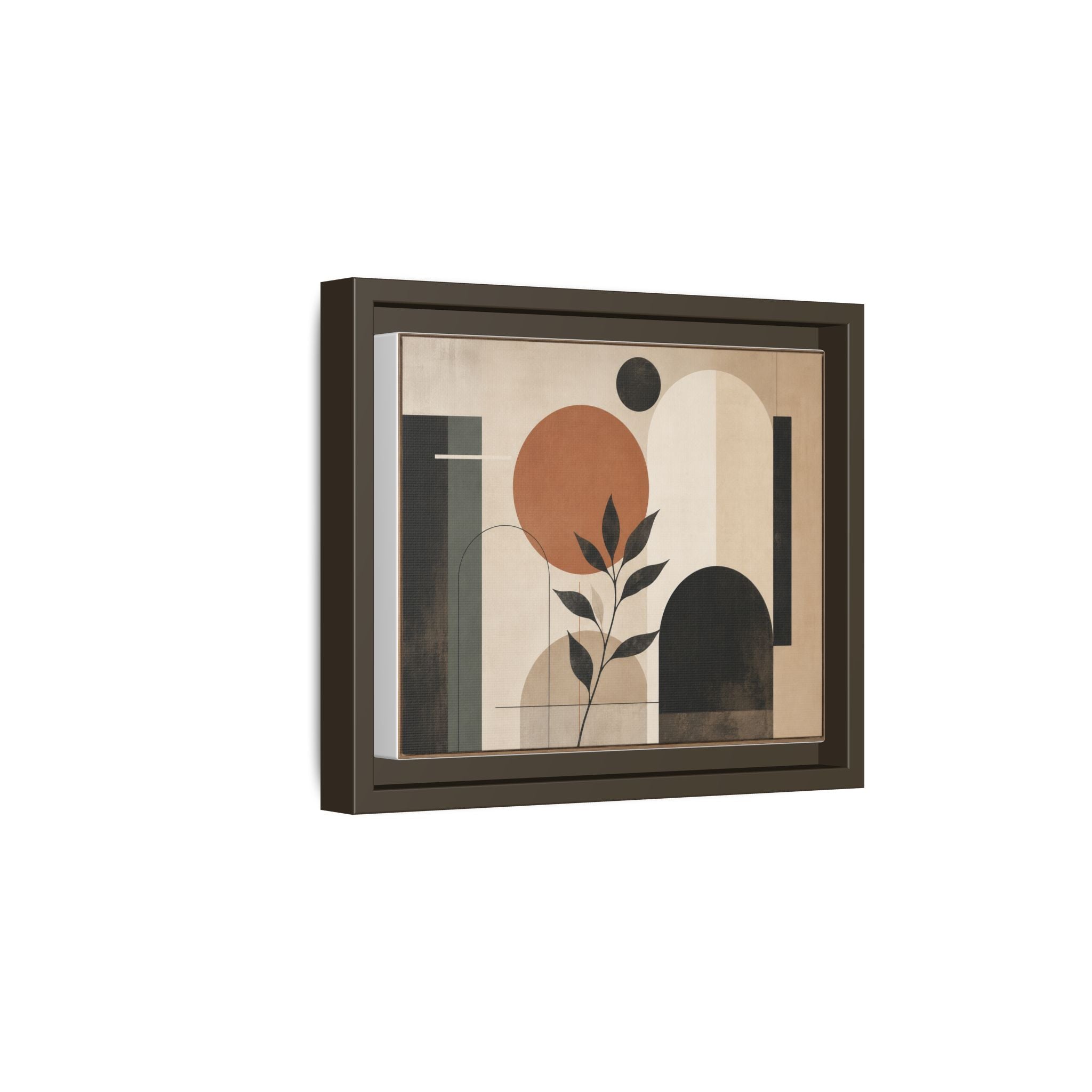 Abstract Geometric Plant Art Matte Canvas Framed | Mid Century Modern Wall Art