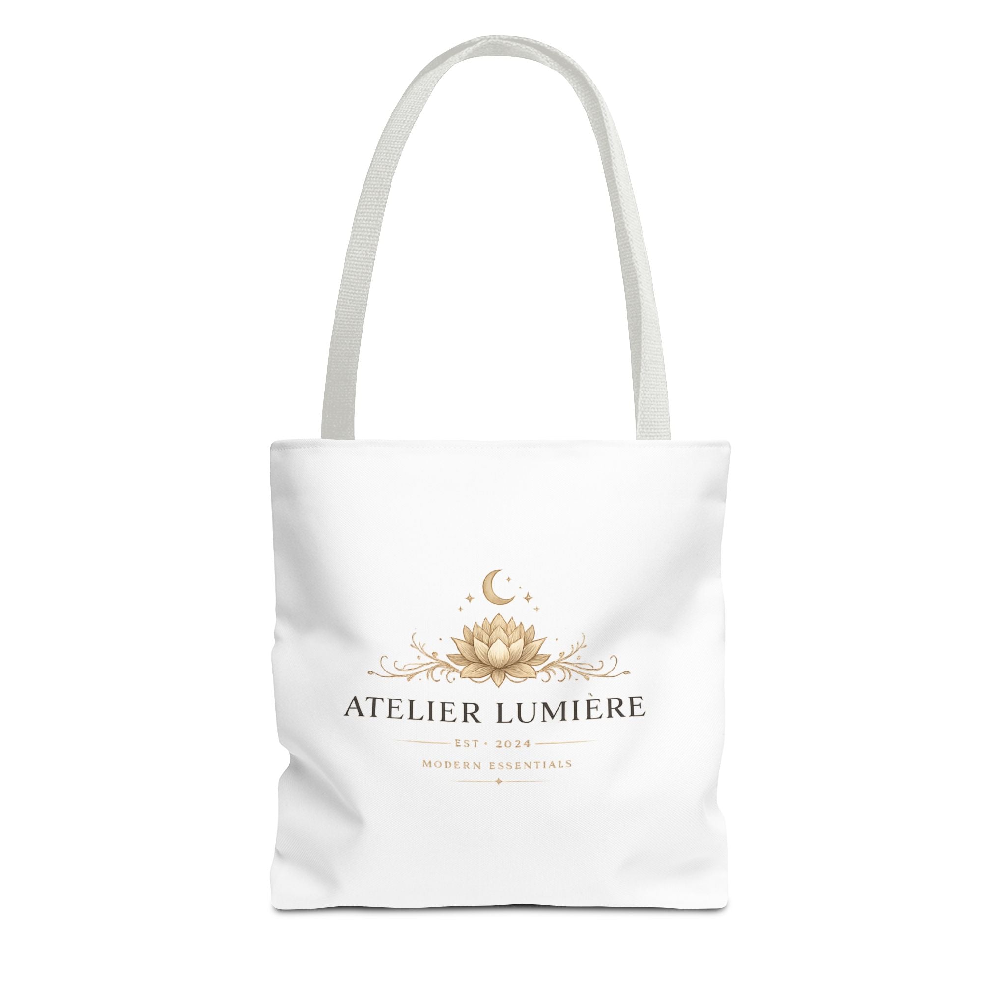 Atelier Lumière lotus logo Tote Bag | boho celestial moon design