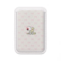Cute Snoopy PopSocket Wallet — Vegan MagSafe® Card Holder with Pink Bow Pattern