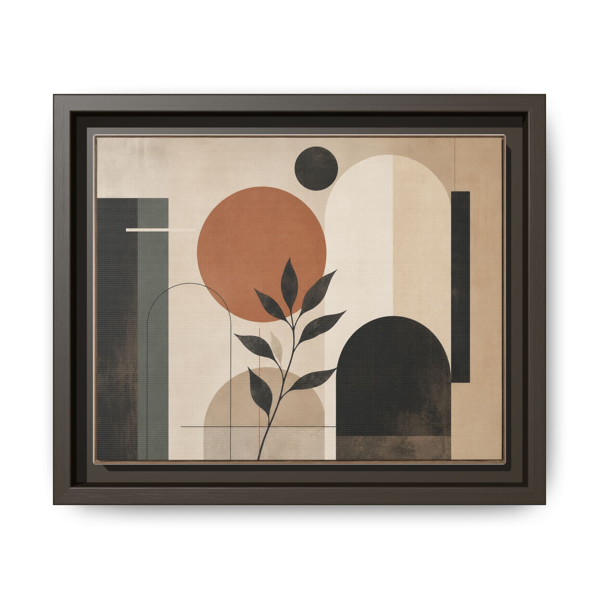 Abstract Geometric Plant Art Matte Canvas Framed | Mid Century Modern Wall Art