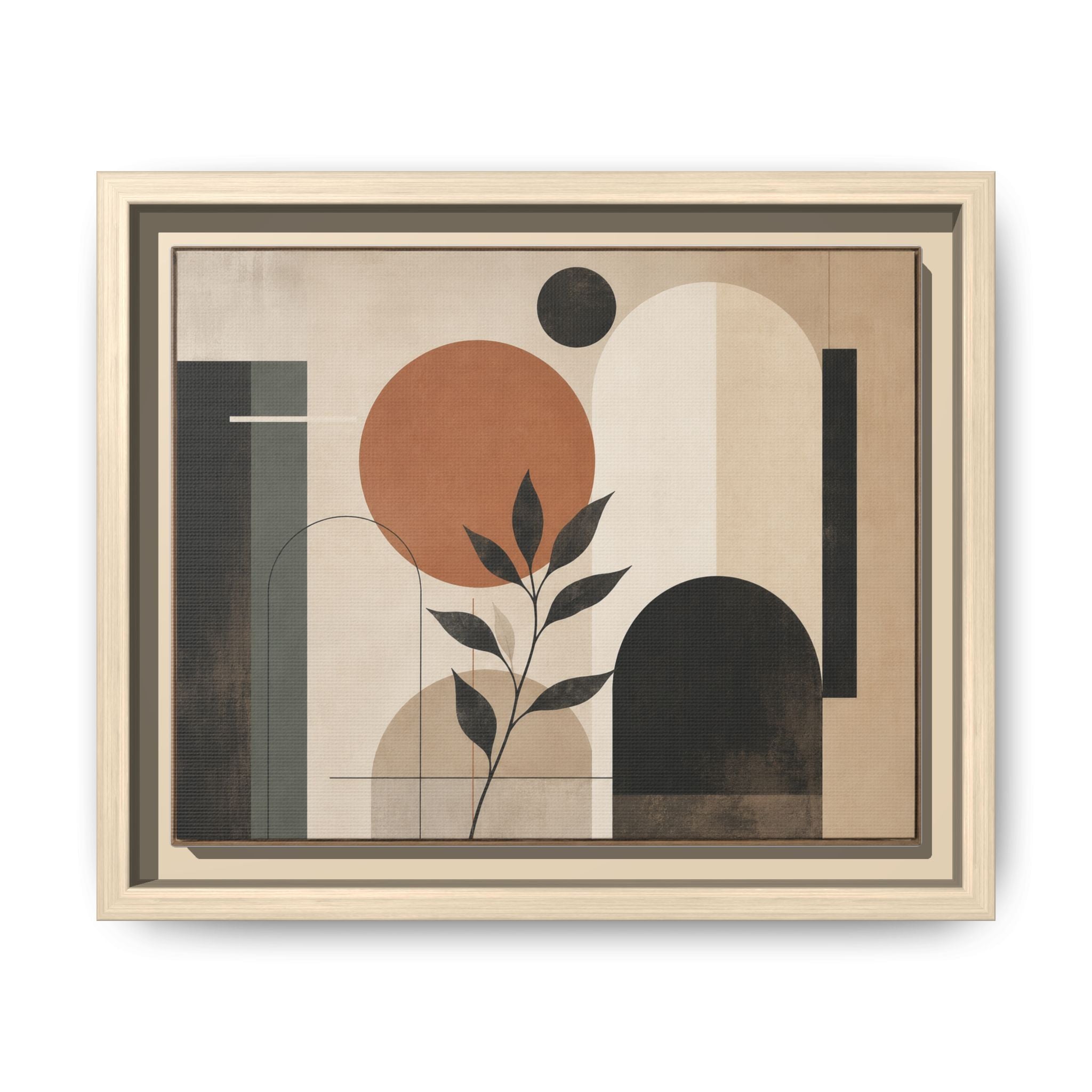 Abstract Geometric Plant Art Matte Canvas Framed | Mid Century Modern Wall Art