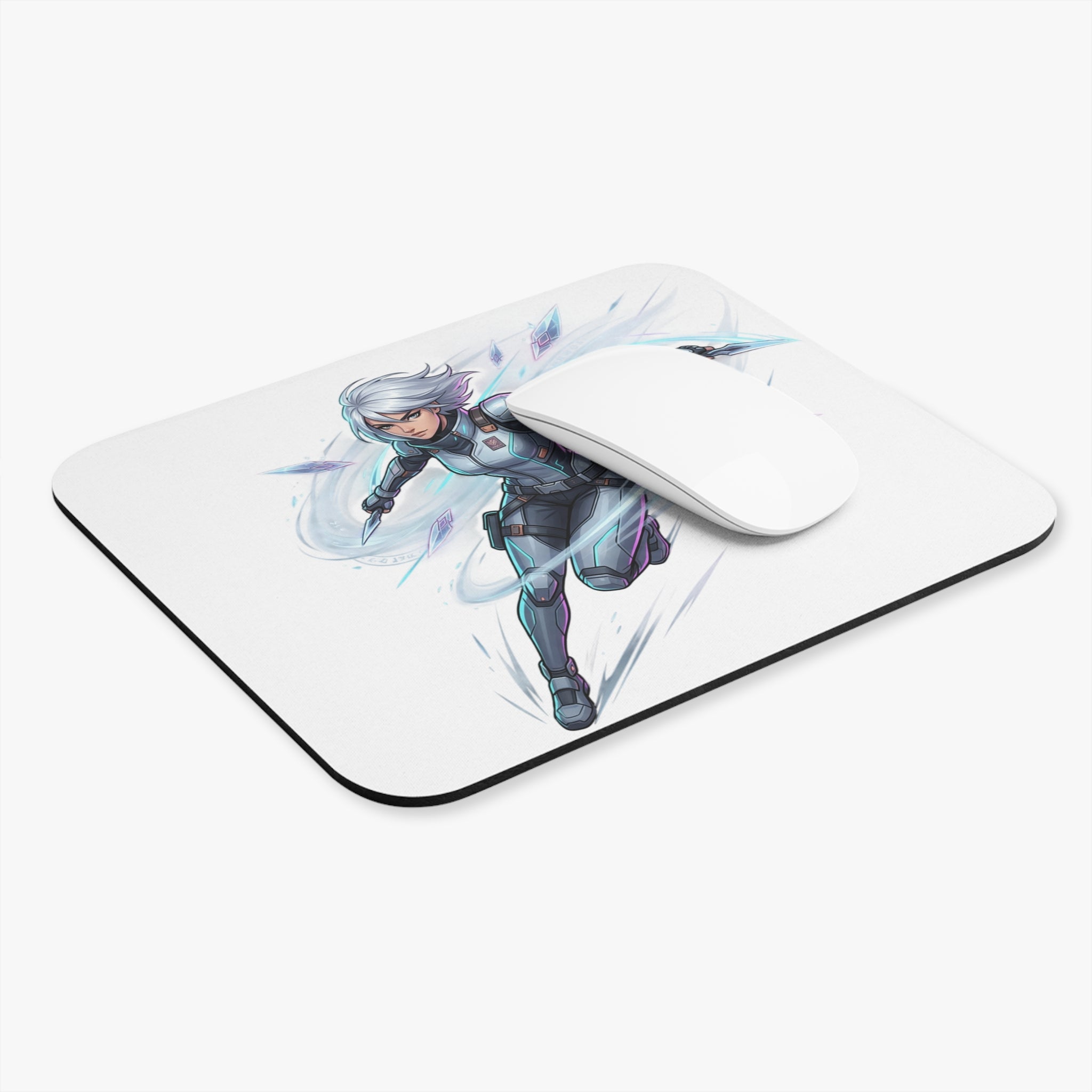 Iceblade Warrior Mouse Pad | Anime Sci-Fi Character Desk Mat