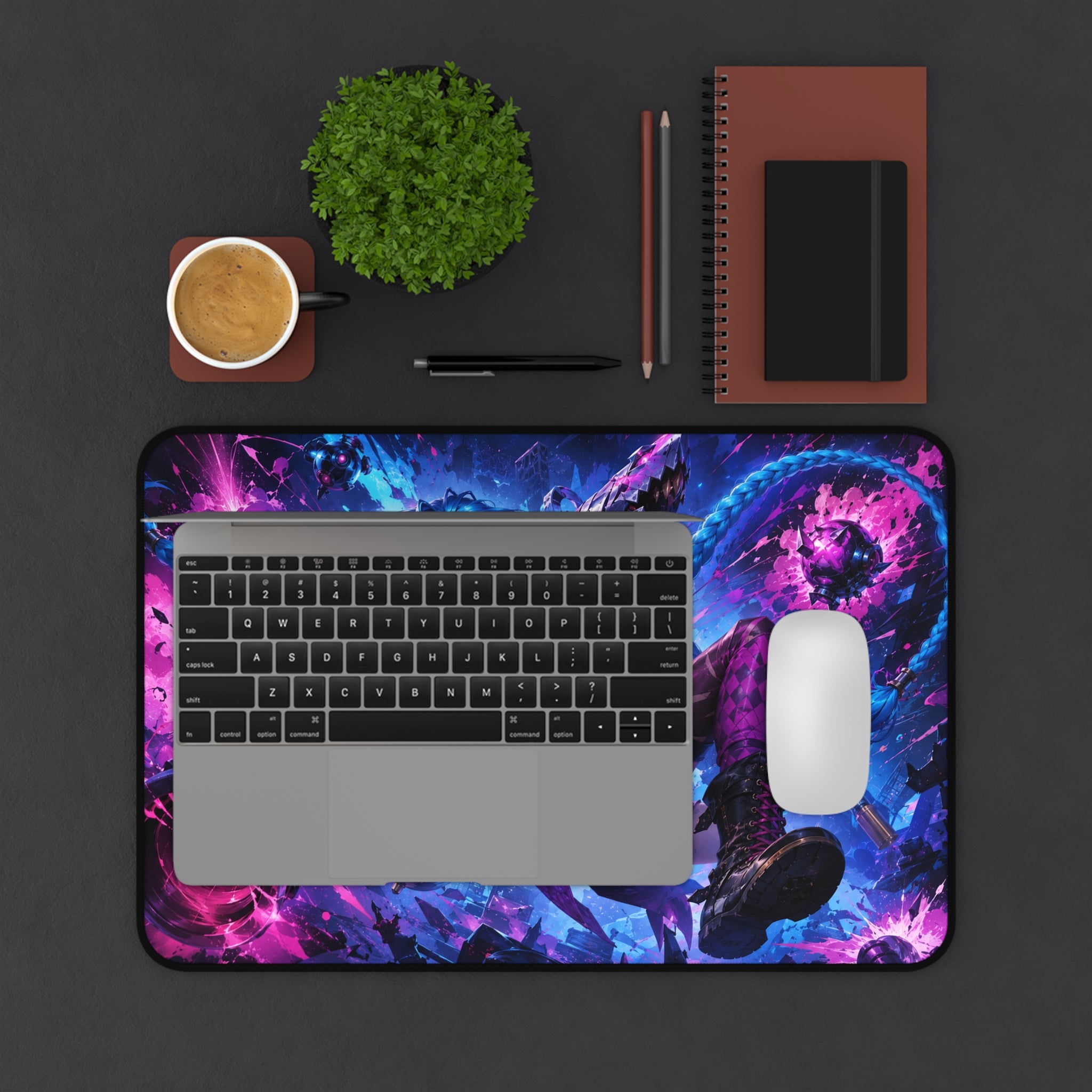 Jinx Neon Riot Desk Mat — Cyberpunk Gaming Mouse Pad