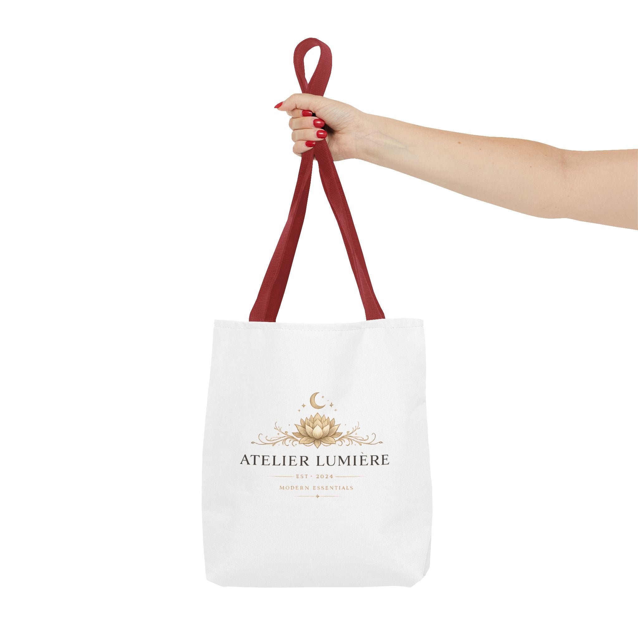Atelier Lumière lotus logo Tote Bag | boho celestial moon design