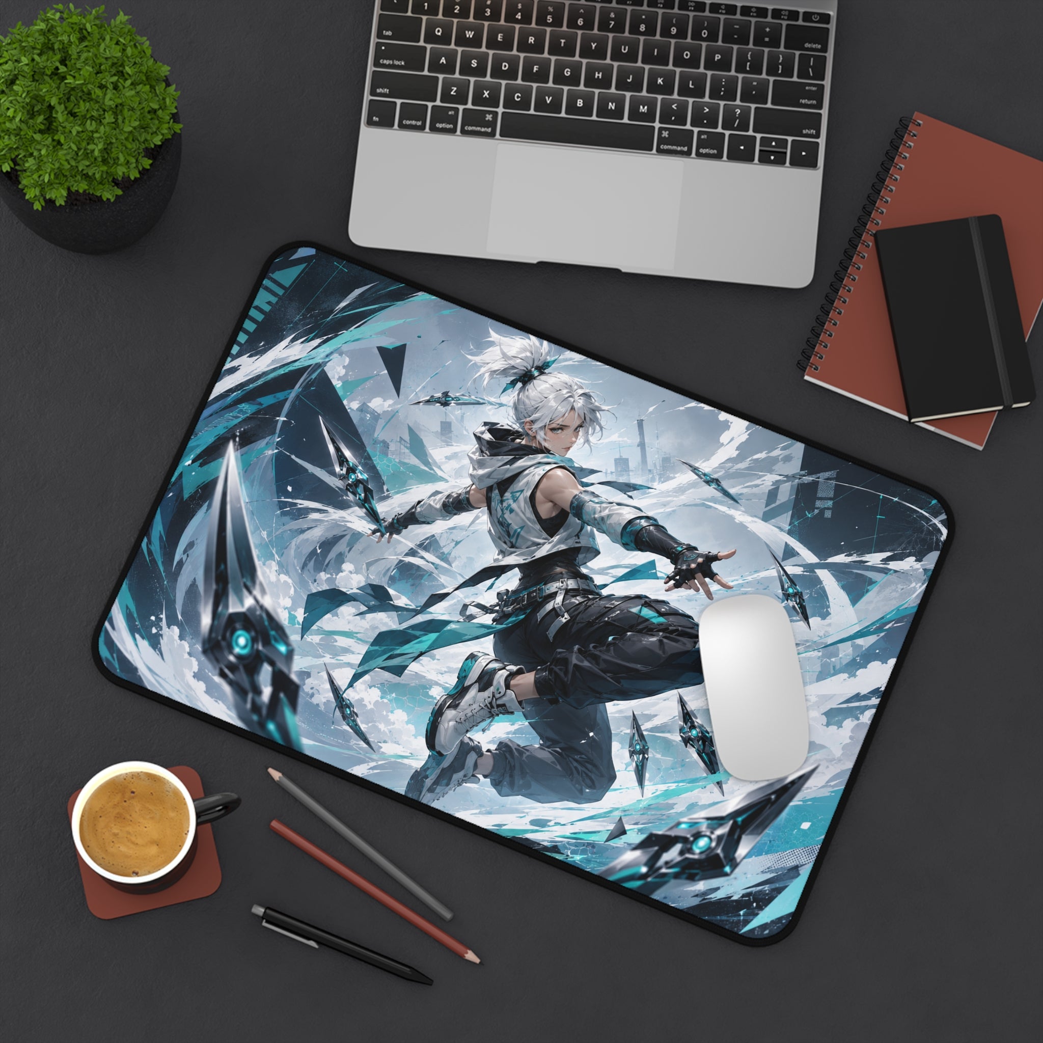 Cyber Ninja Jett Desk Mat — Anime Gamer Mouse Pad