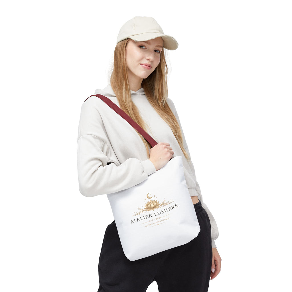 Atelier Lumière lotus logo Tote Bag | boho celestial moon design