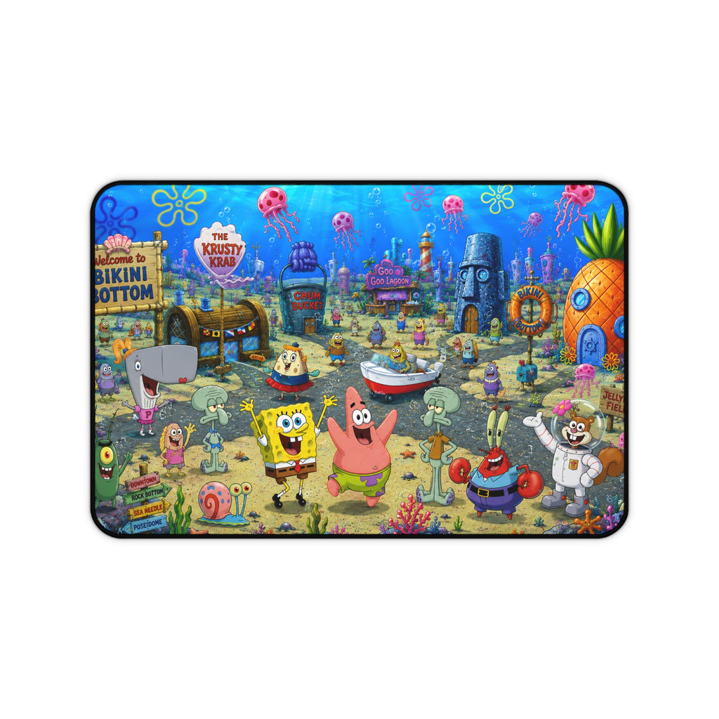 Underwater Cartoon Characters Desk Mat | Animated Bikini Bottom Scene