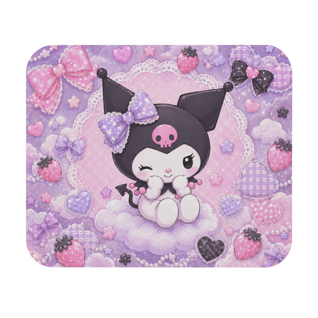 Kawaii Kuromi Purple Cute Mouse Pad — Pastel Bow & Hearts Desk Mat