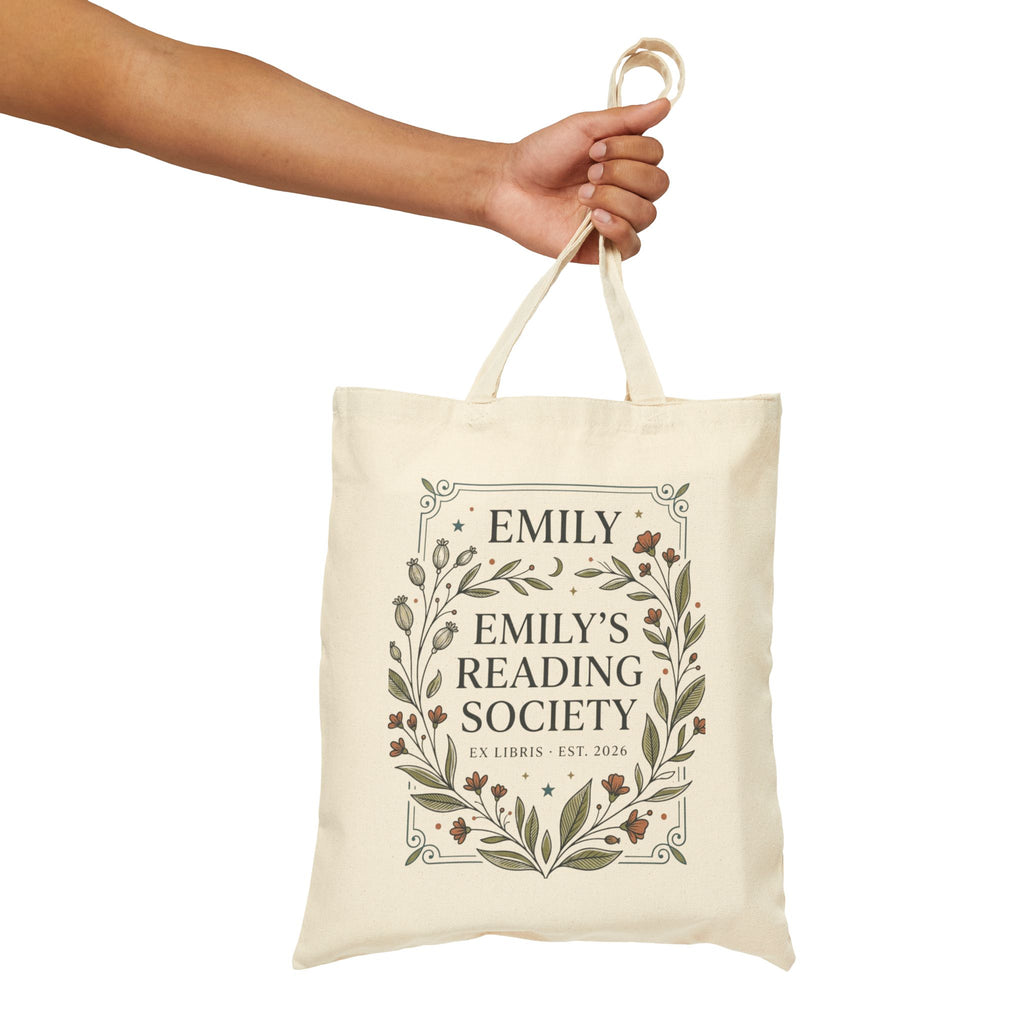 Emily's Reading Society Tote Bag | Floral Wreath Book Club Design