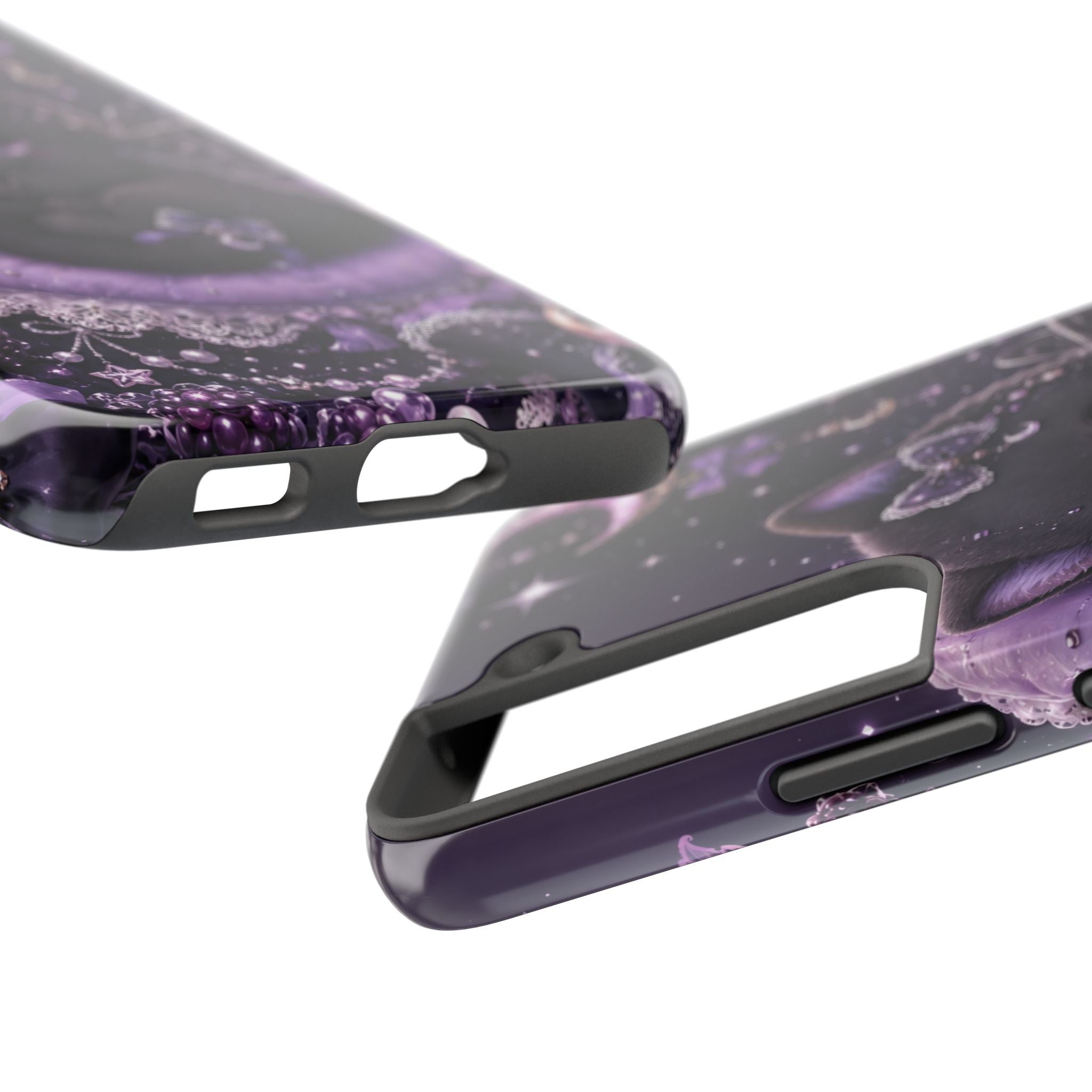 Cute Black Kitty Moon Tough Phone Case — Purple Fantasy Cat Protective Cover
