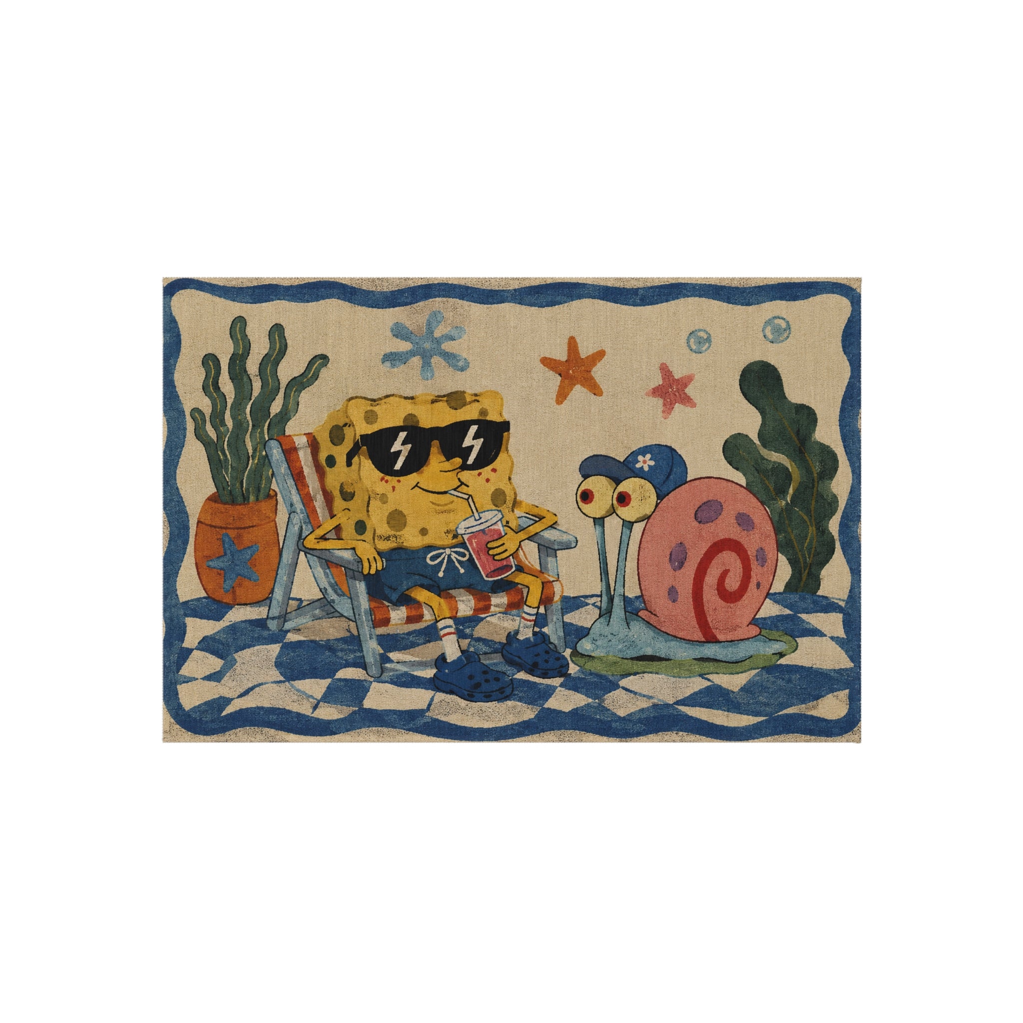 SpongeBob Beach Lounge Outdoor Rug — Patrick & Gary Patio Mat