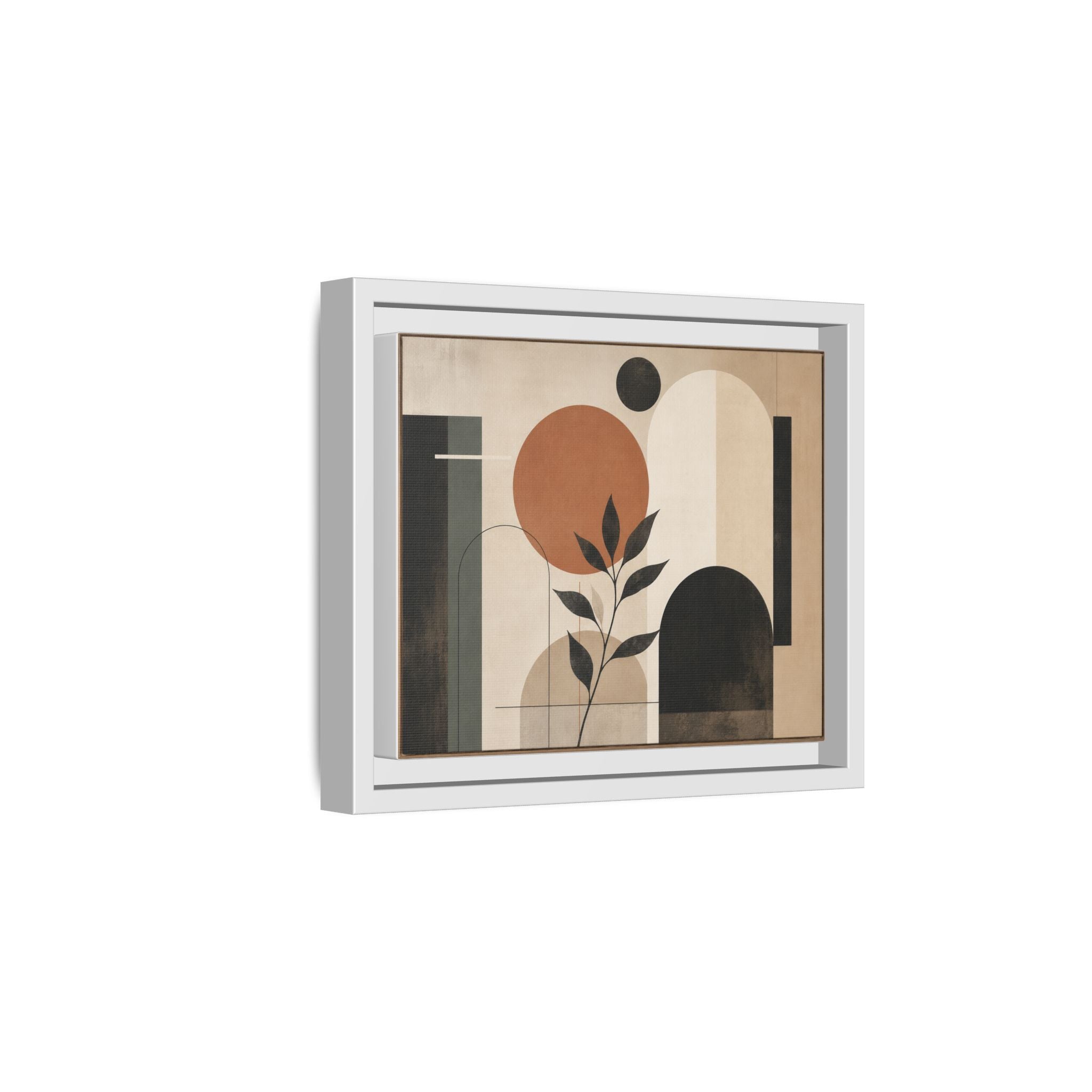 Abstract Geometric Plant Art Matte Canvas Framed | Mid Century Modern Wall Art