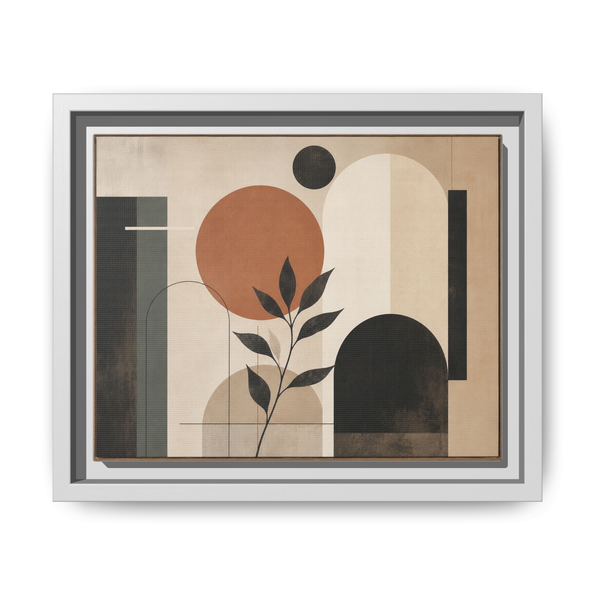 Abstract Geometric Plant Art Matte Canvas Framed | Mid Century Modern Wall Art