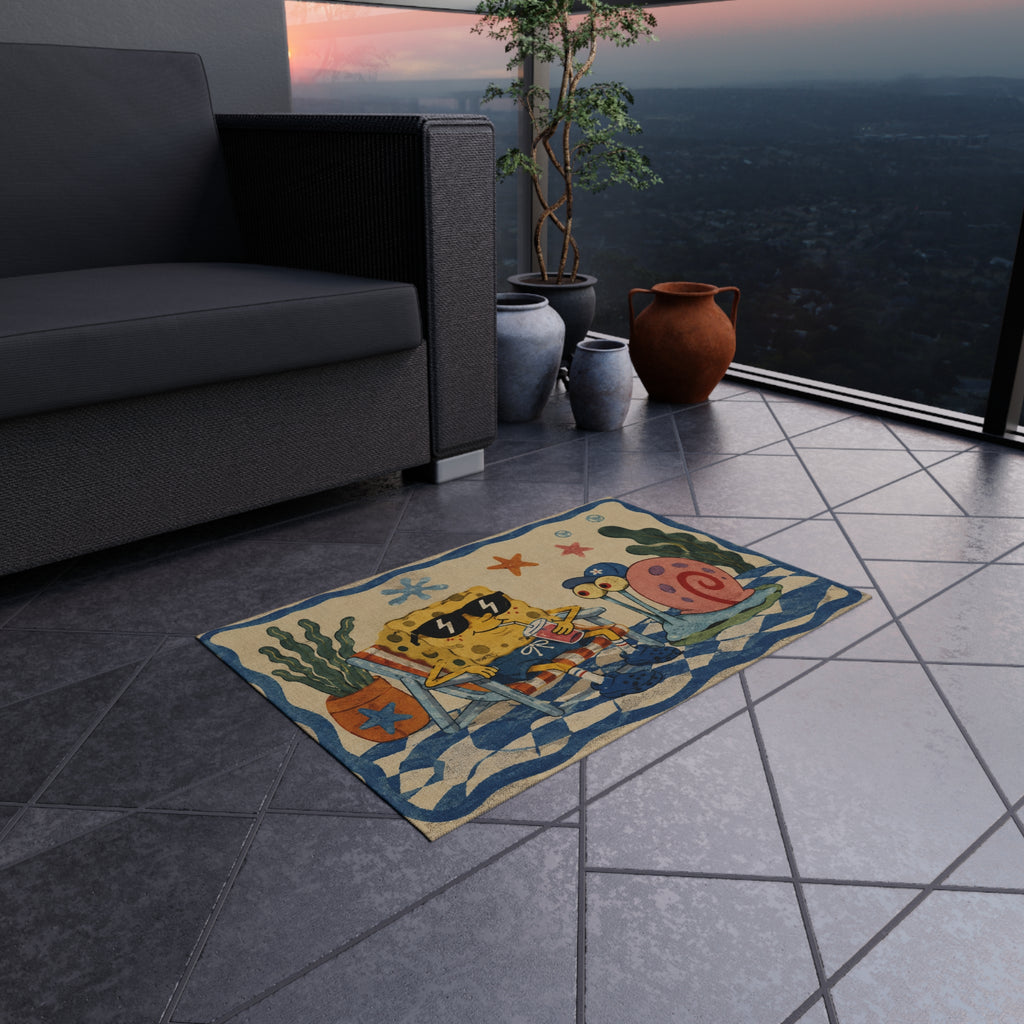 SpongeBob Beach Lounge Outdoor Rug — Patrick & Gary Patio Mat