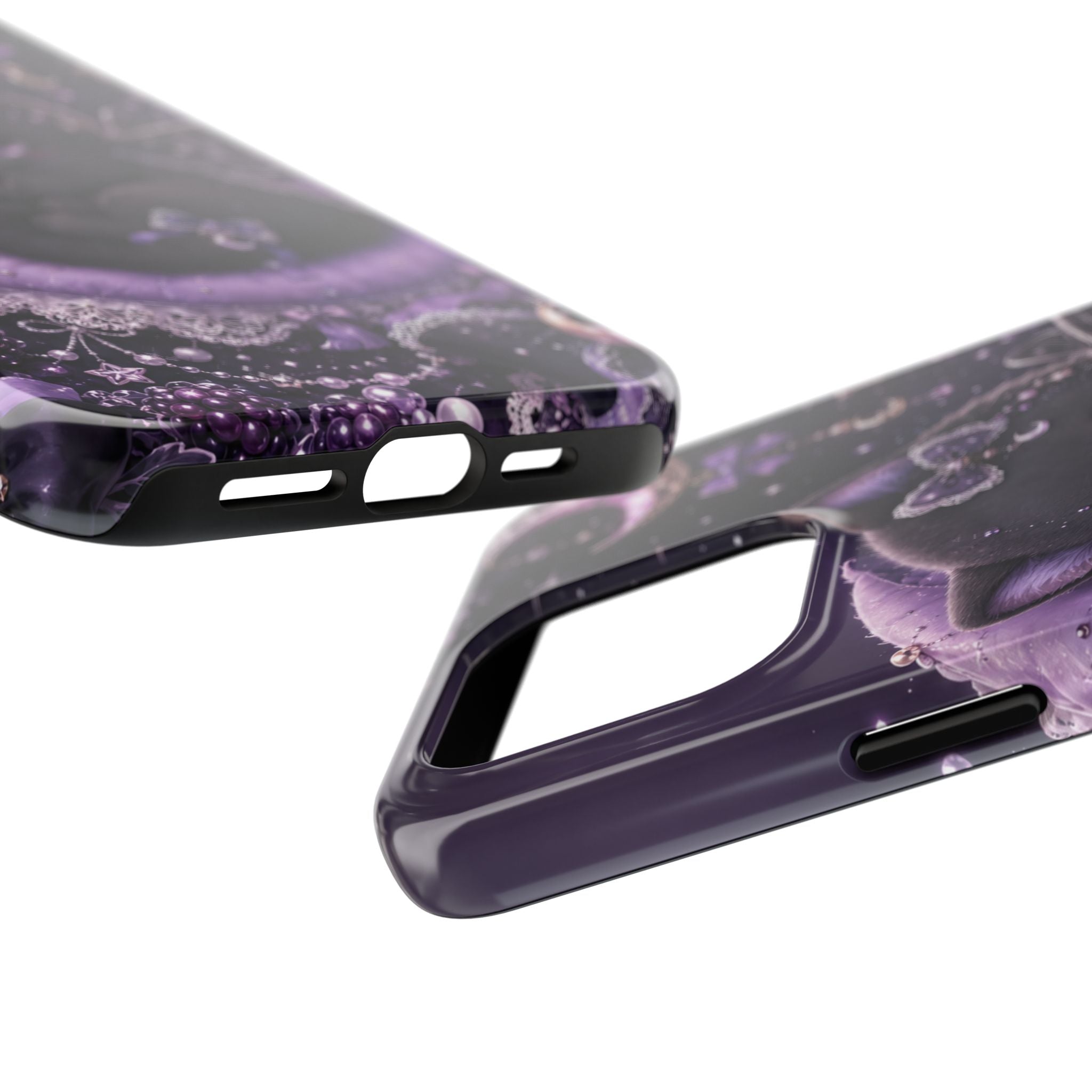 Cute Black Kitty Moon Tough Phone Case — Purple Fantasy Cat Protective Cover